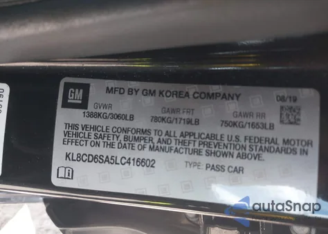 2020 Chevrolet Spark Fwd 1Lt Automatic from USA, damaged, VIN KL8CD6SA5LC416602